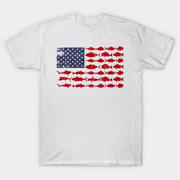 American Flag Fishing T-Shirt by busines_night